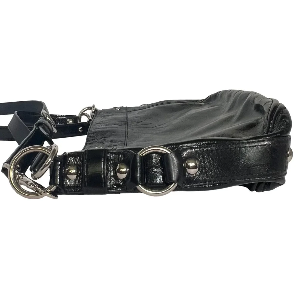 Coach Zoe Hobo Bag Womens Large Black Crinkled Patent Leather F15478
